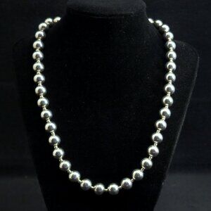 Milor UltraFine Silver 950 Italy Ball Bead 20" Necklace Alternating 10mm & 3mm
